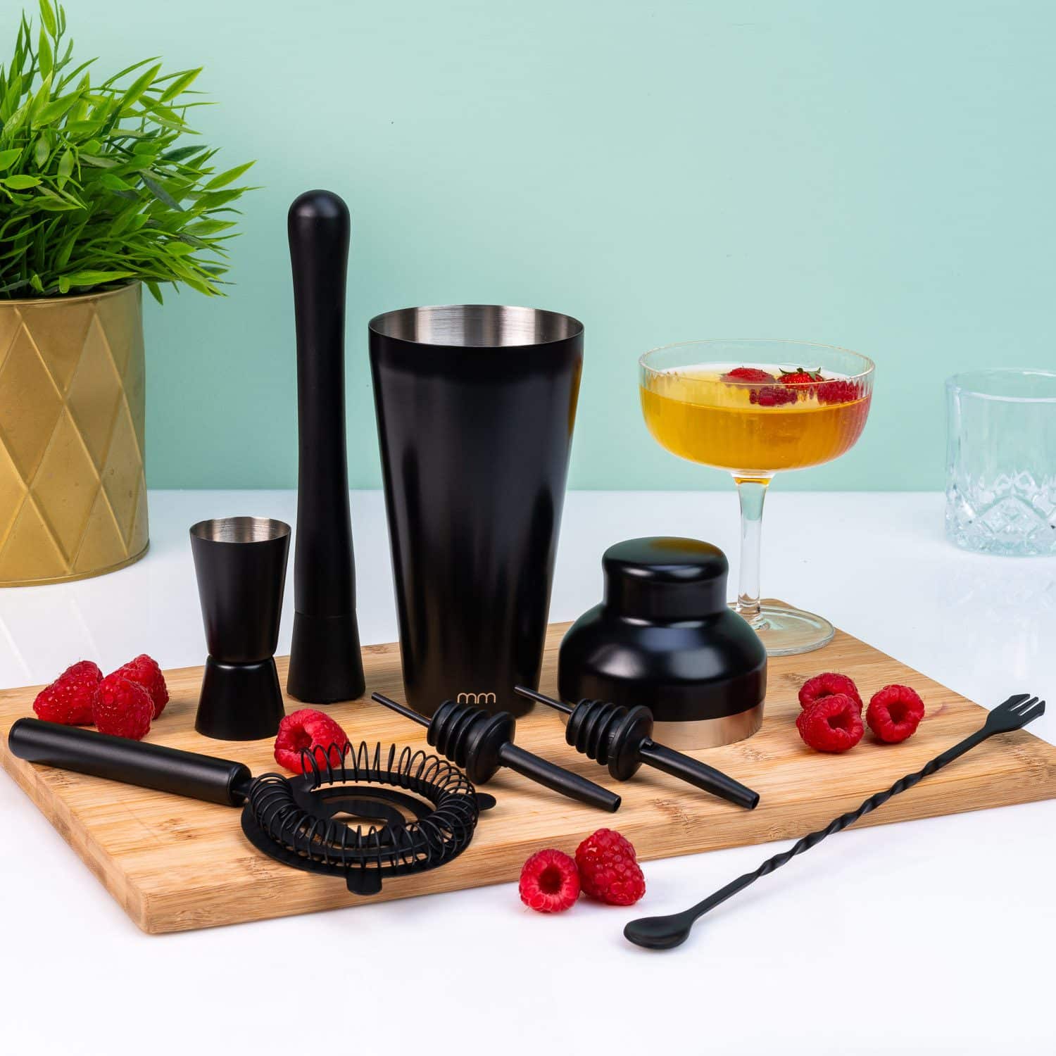 Matzwarte cocktailshakerset