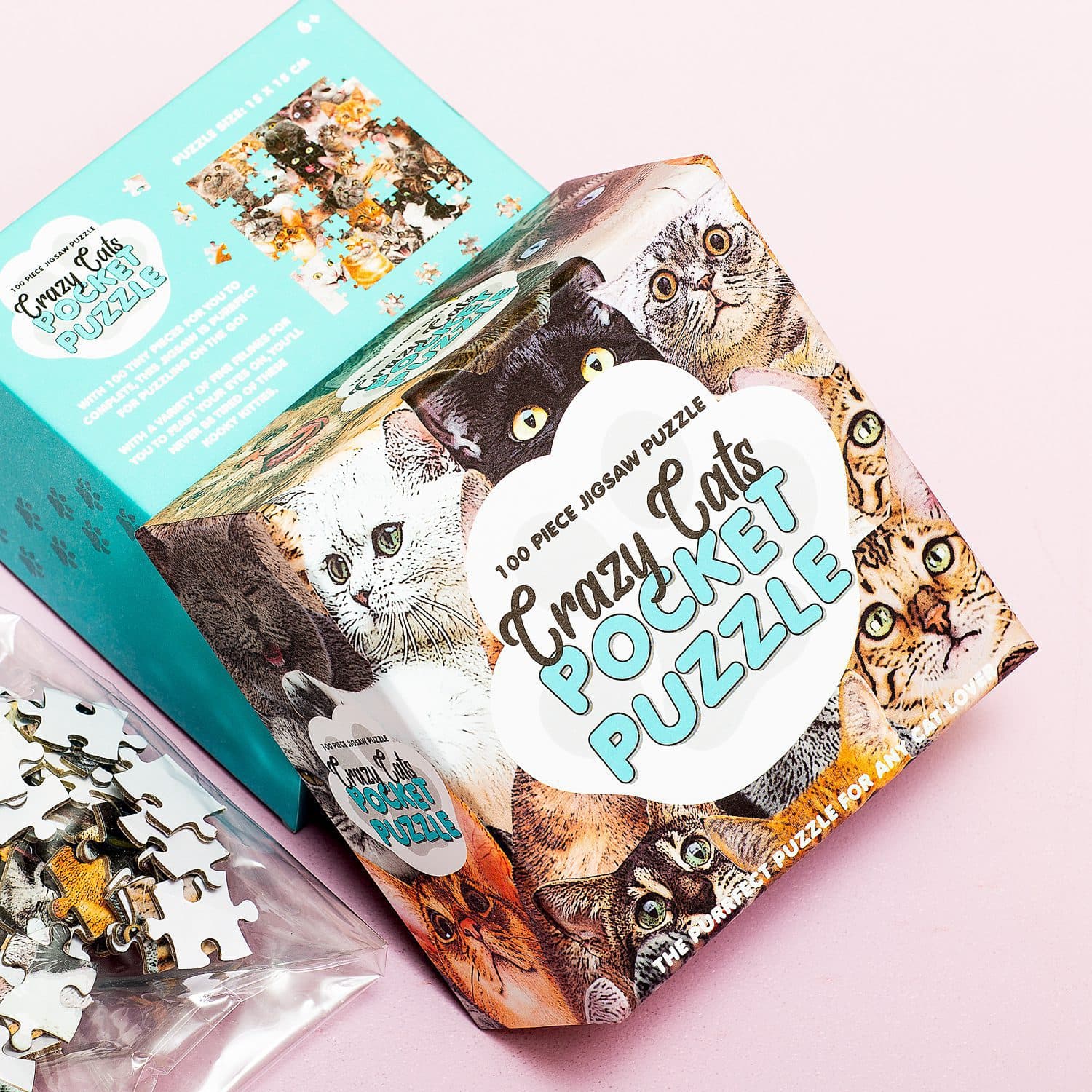 Pocket puzzel (100 stukjes) - Crazy Cats
