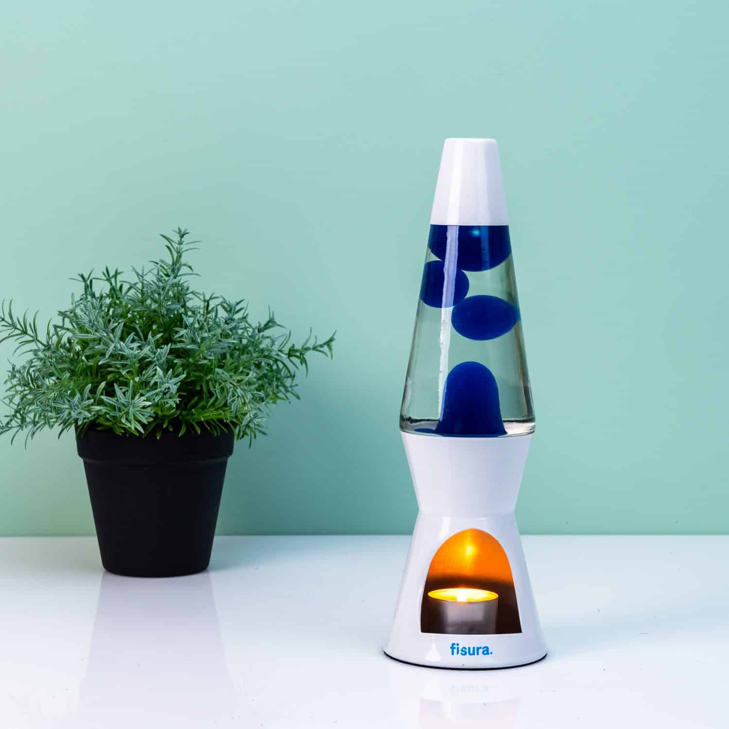 Waxinelicht lavalamp - Wit met blauwe lava