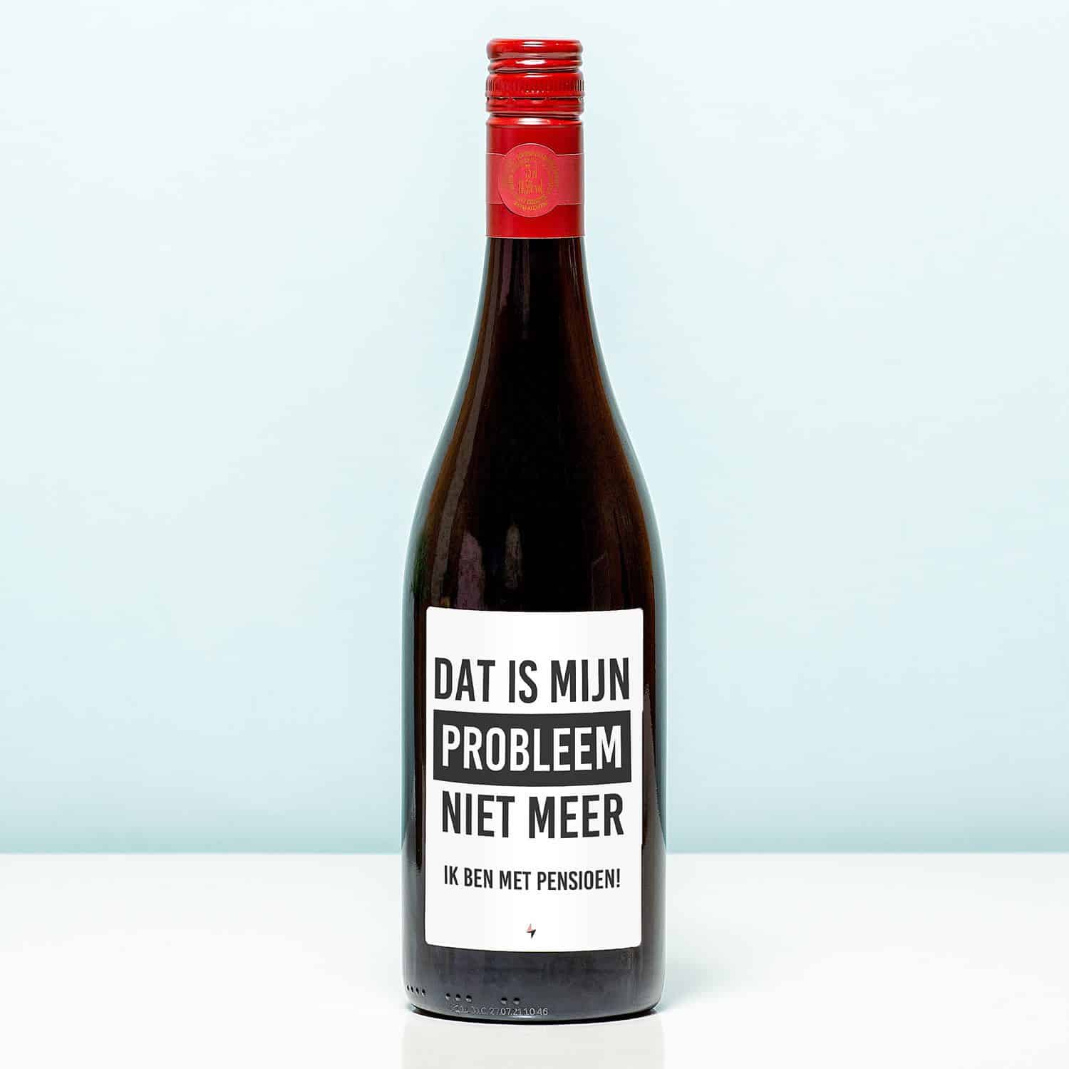 Wijnfles Pensioen niet mijn probleem - Rood (Merlot)