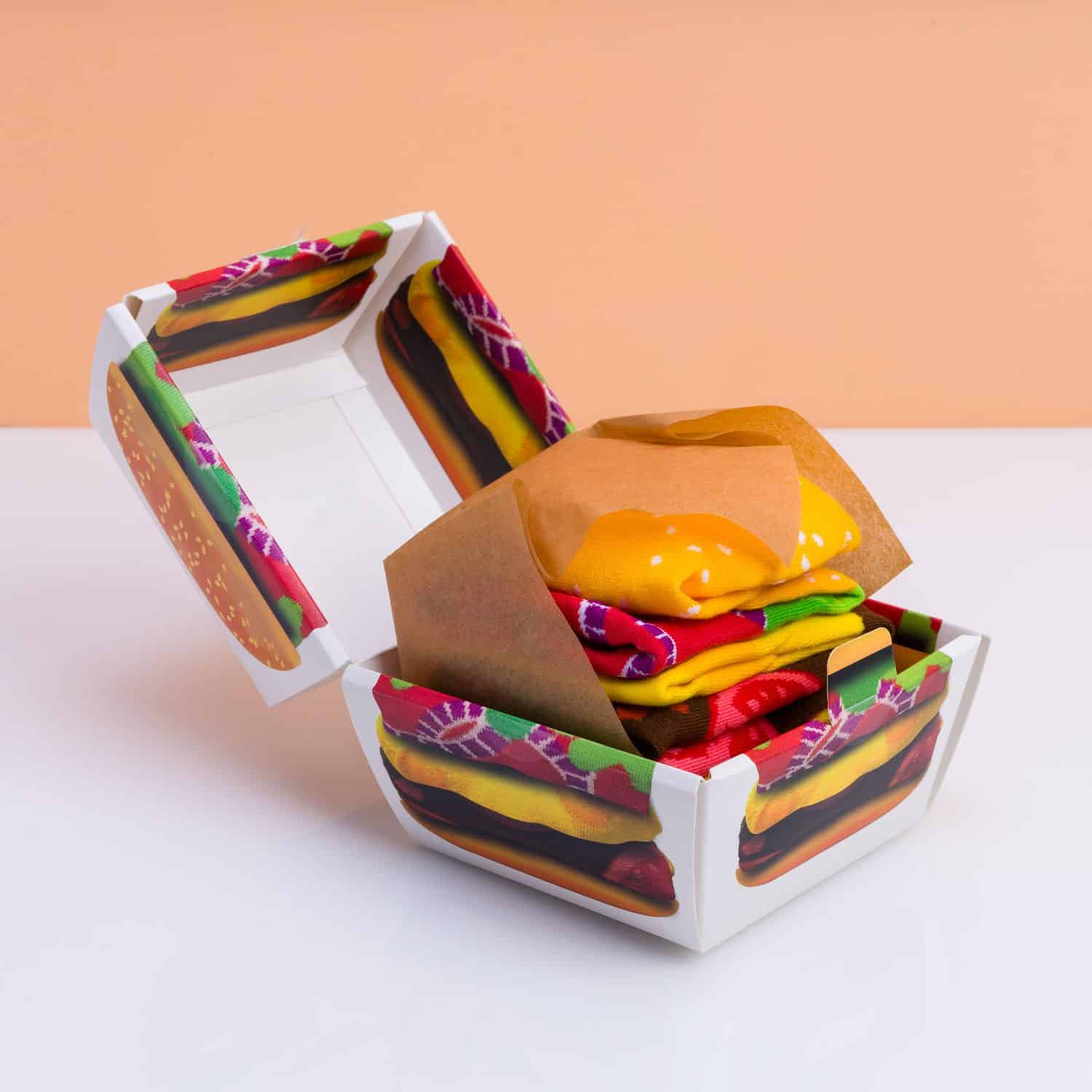 Hamburger sokken in doosje (set van 2) - Maat 36 t/m 40