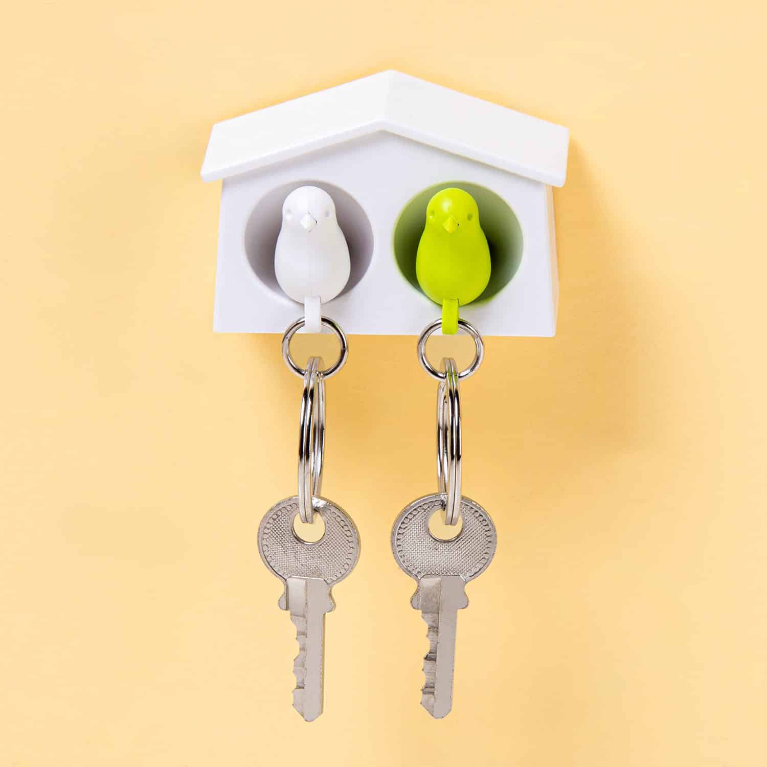 Mini Sparrow Duo Sleutelhanger - Wit/Groen