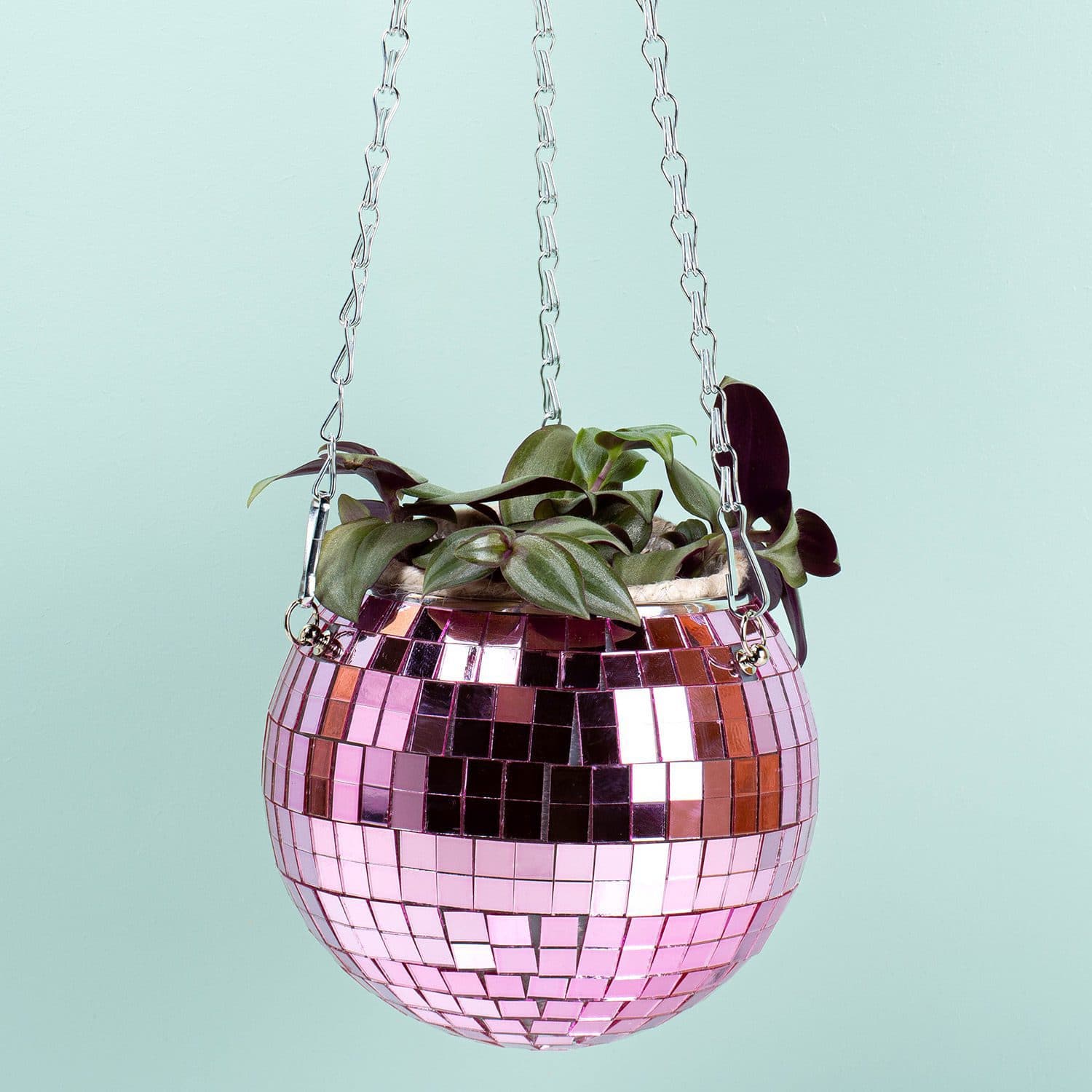 Hangende discobal bloempot - Roze