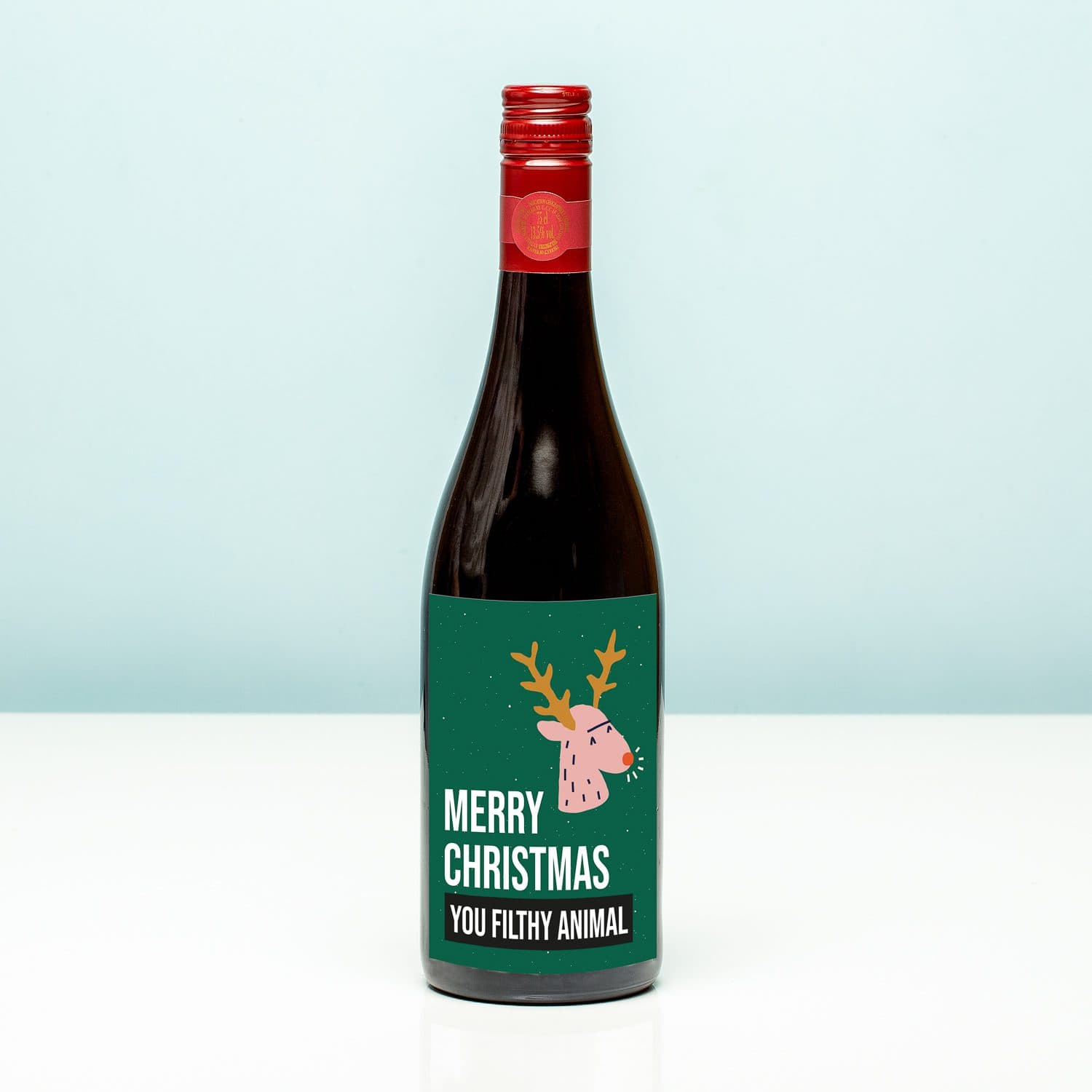 Kerst wijnfles Merry Christmas you filthy animal - Rood (Merlot)