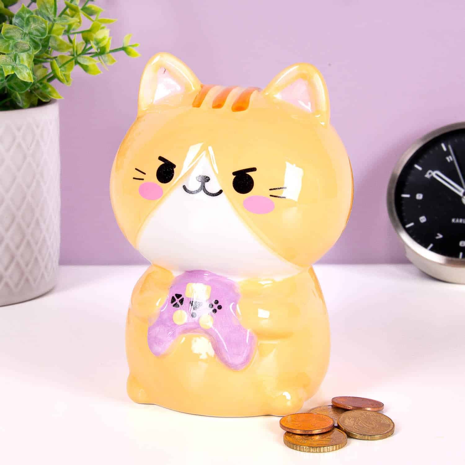 Kawaii kat spaarpot - Oranje/controller