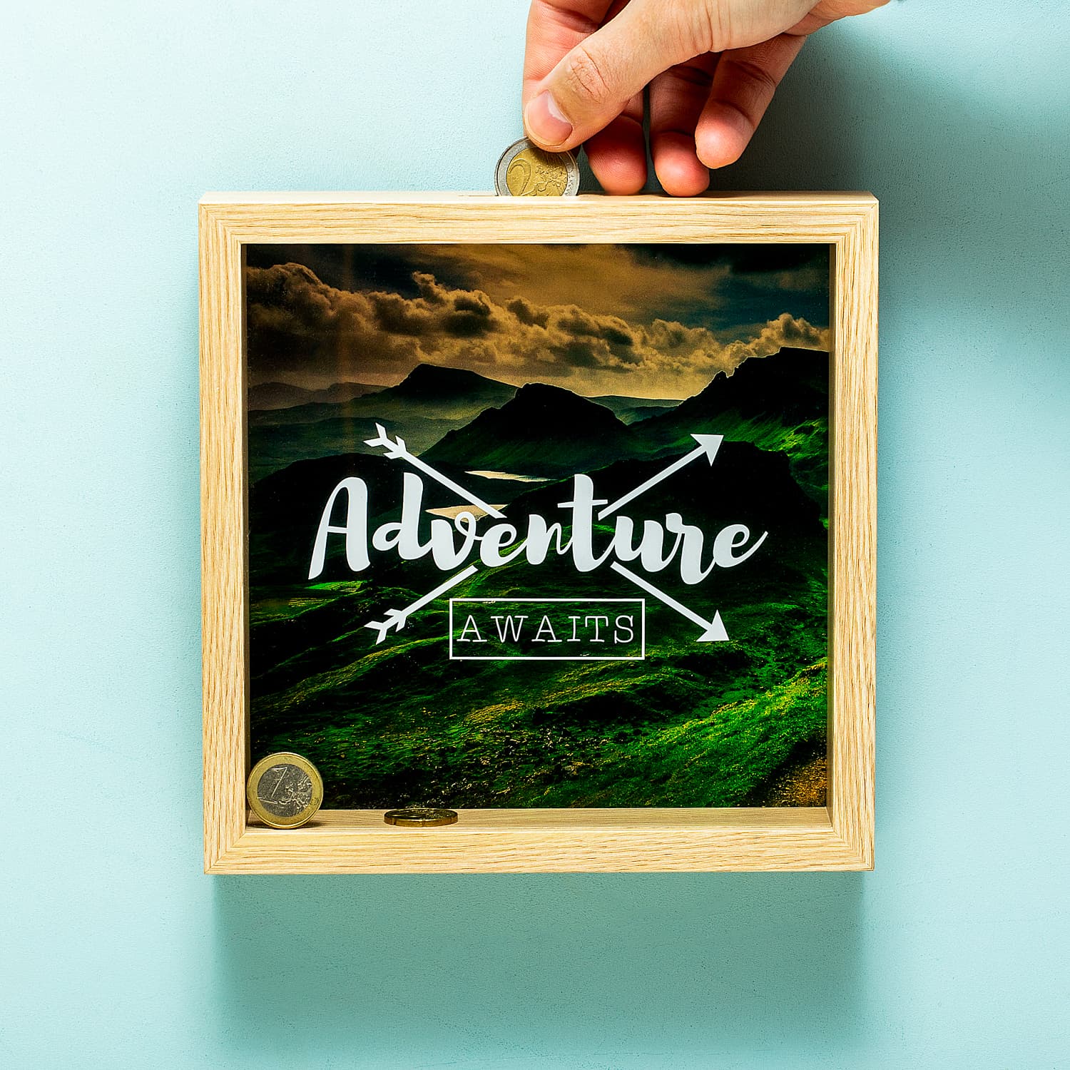 Houten spaarpot – Adventure Awaits