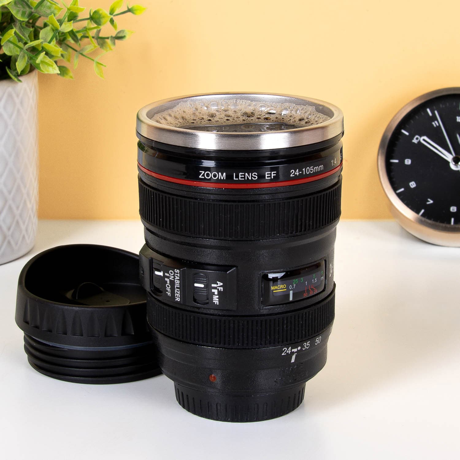Cameralens beker met deksel