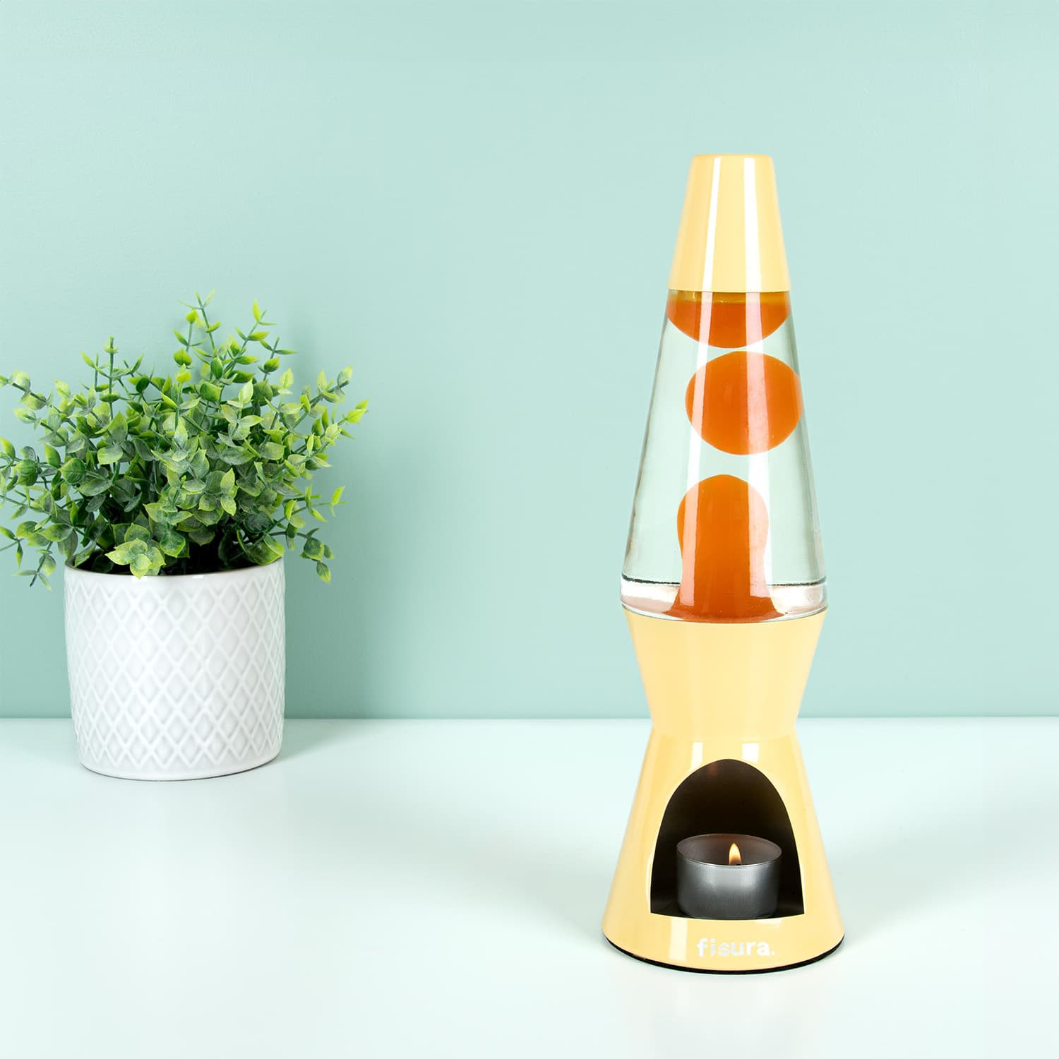 Waxinelicht lavalamp – Geel met gele lava