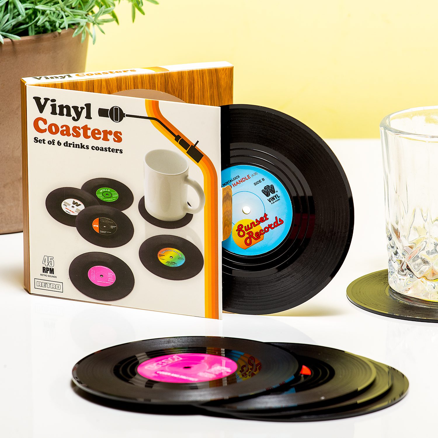 Spinning Hat Vinyl Onderzetters (set van 6)