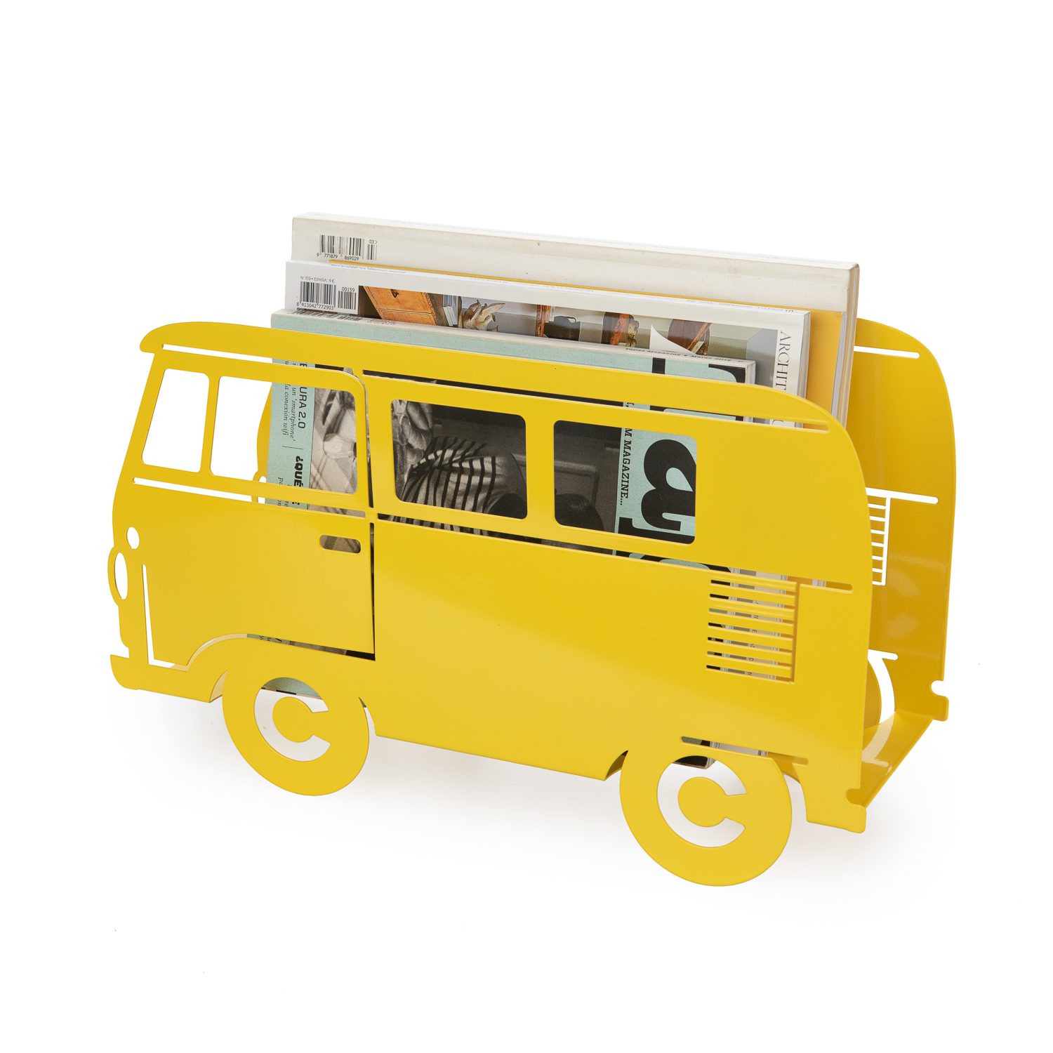 Busje Tijdschriftenrek - Geel Busje Tijdschriftenrek - Geel