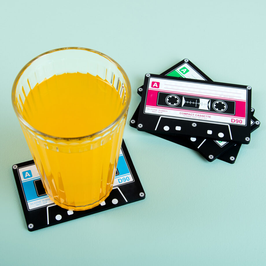 Cassettebandjes onderzetters (set van 4)