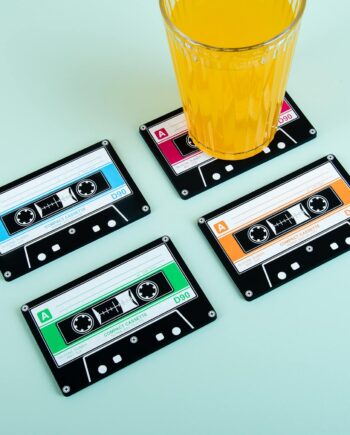 Cassettebandjes onderzetters (set van 4)