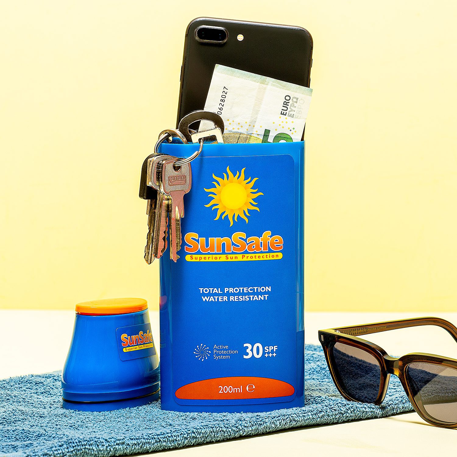 Zonnebrandcrèmefles Voor Spullen Sunsafe Blauw