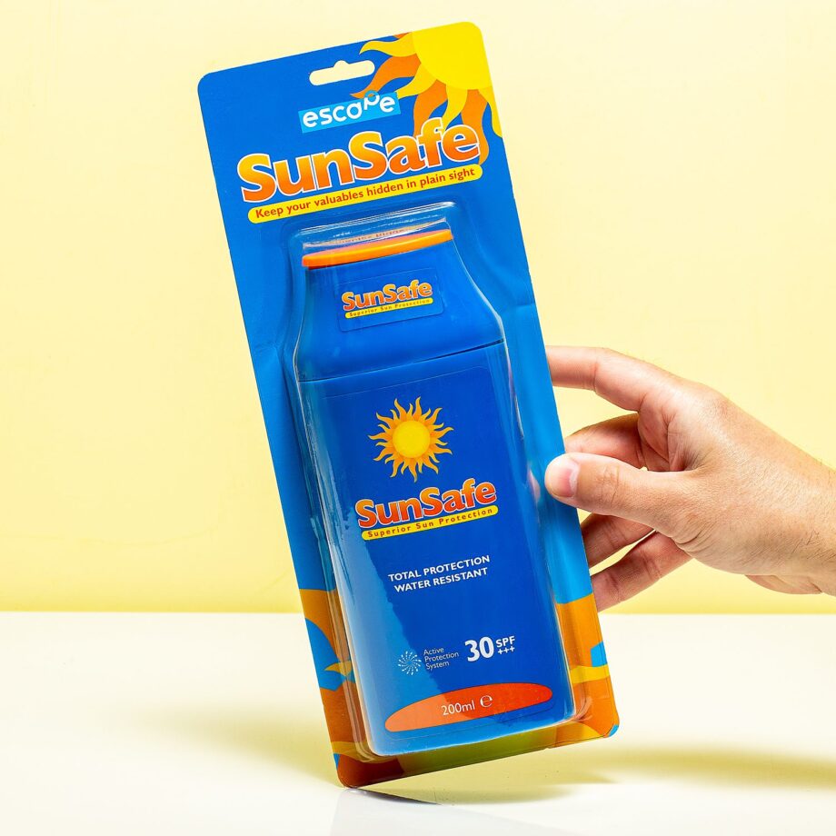 Zonnebrandcrèmefles voor spullen