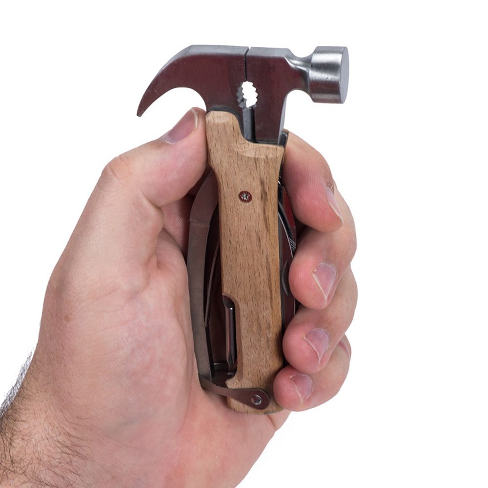 Kikkerland 10-in-1 Hamer Van Hout - Hout
