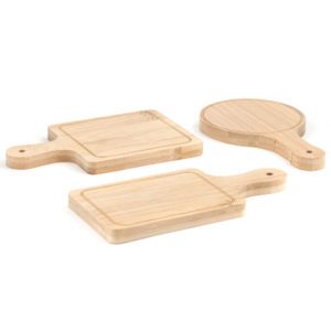 6x bamboe houten broodplankjes met houder 22 cm