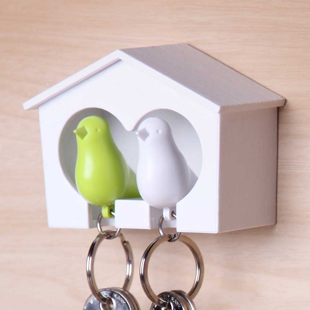 Qualy Mini Sparrow Duo Sleutelhanger - Wit/Groen