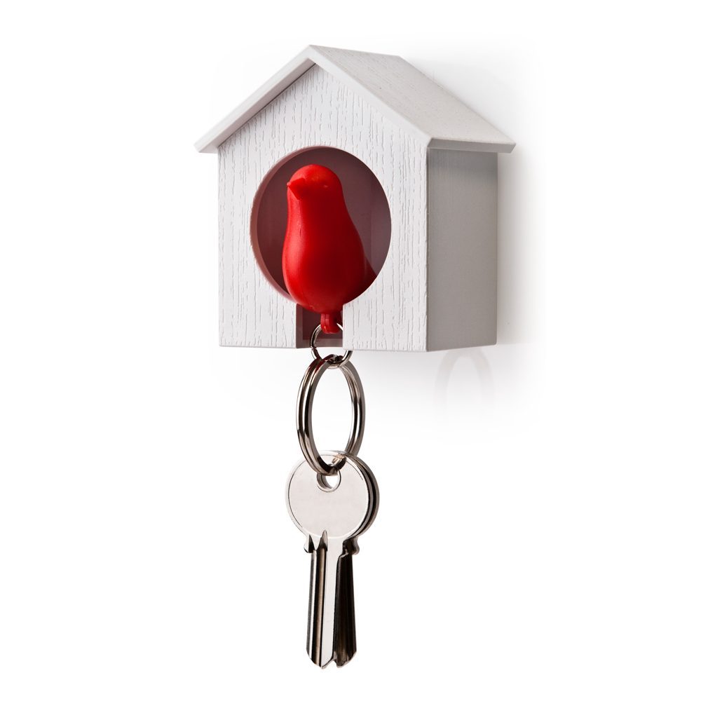 Qualy Sparrow Sleutelhanger - Wit/rood