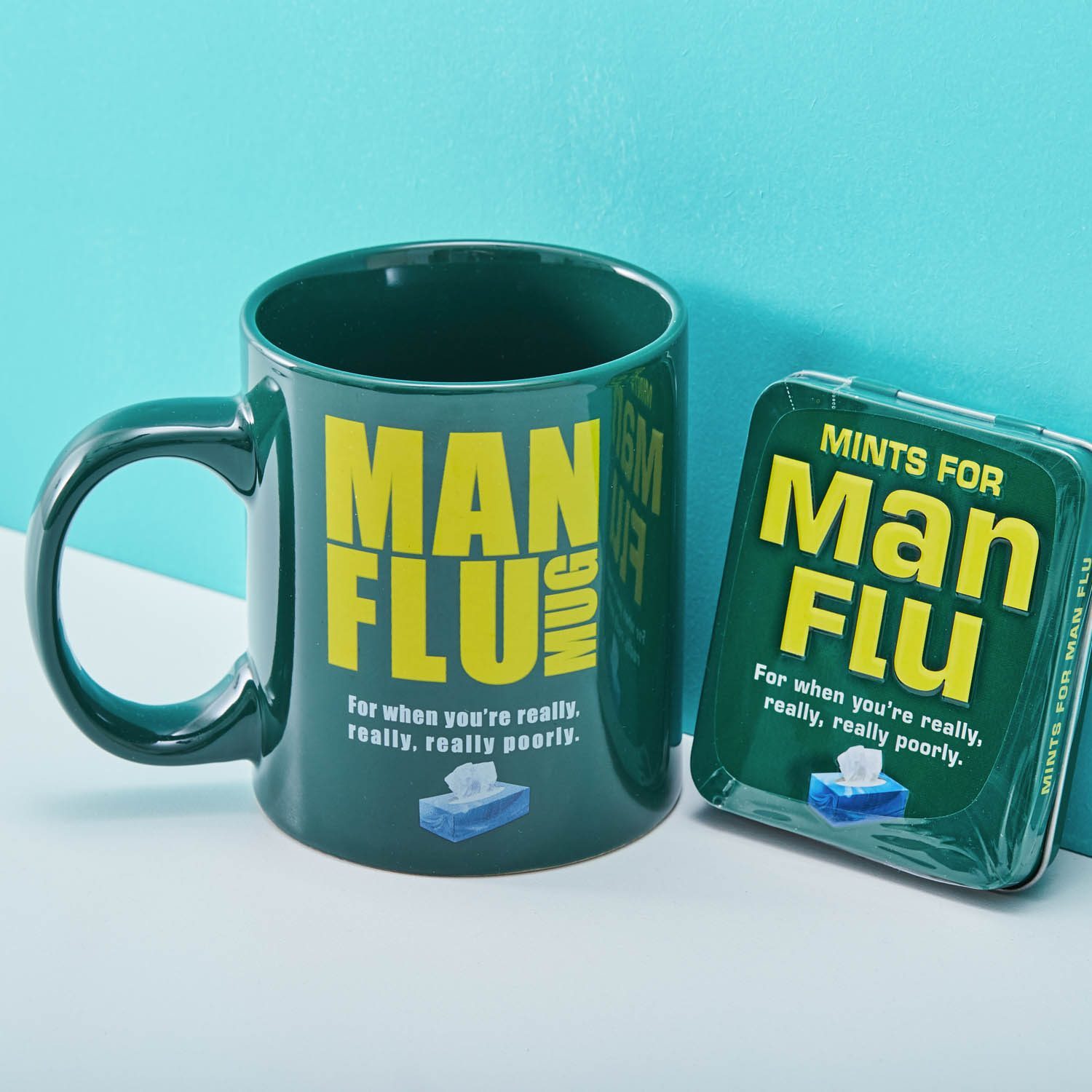 Mannengriep geschenkverpakking met mok en pepermunt