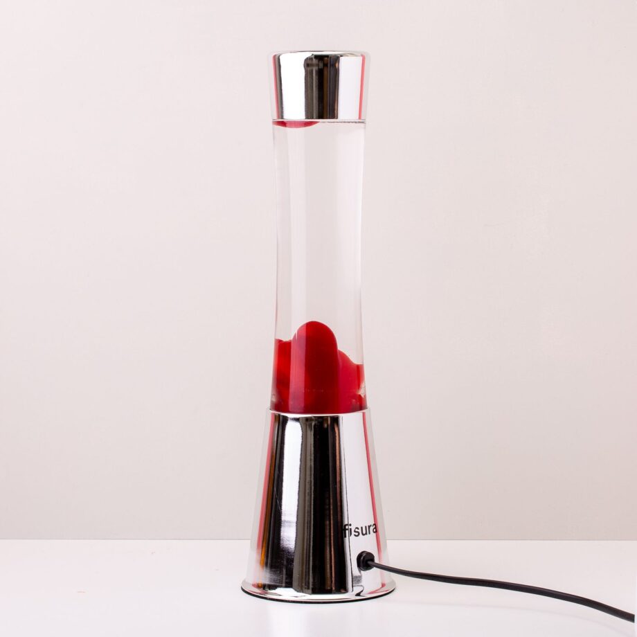 Lavalamp zilver met rode lava