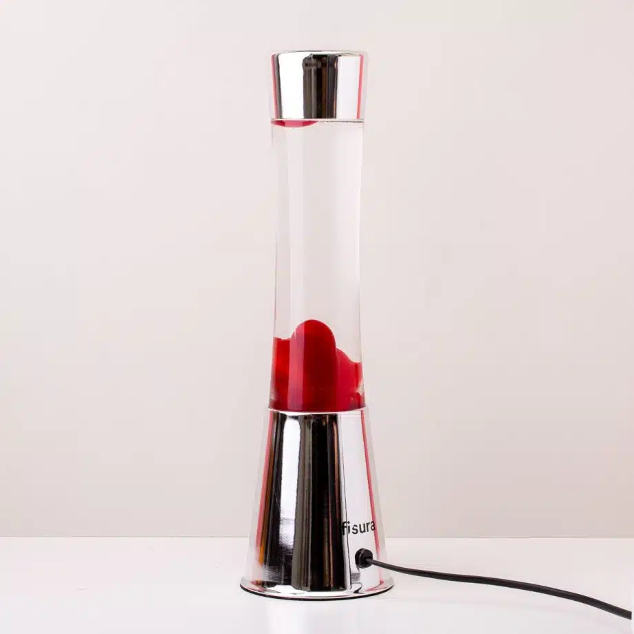 Lavalamp zilver met rode lava