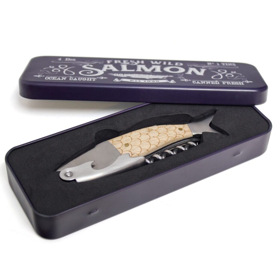 Zalm kurkentrekker in cadeaublik