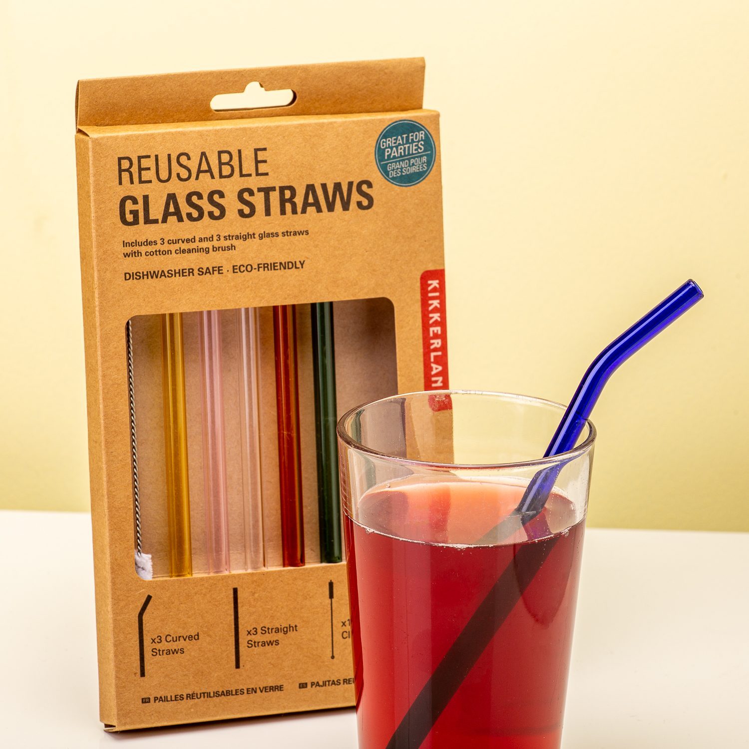 Kikkerland Glazen Rietjes (set Van 6) - Gekleurd