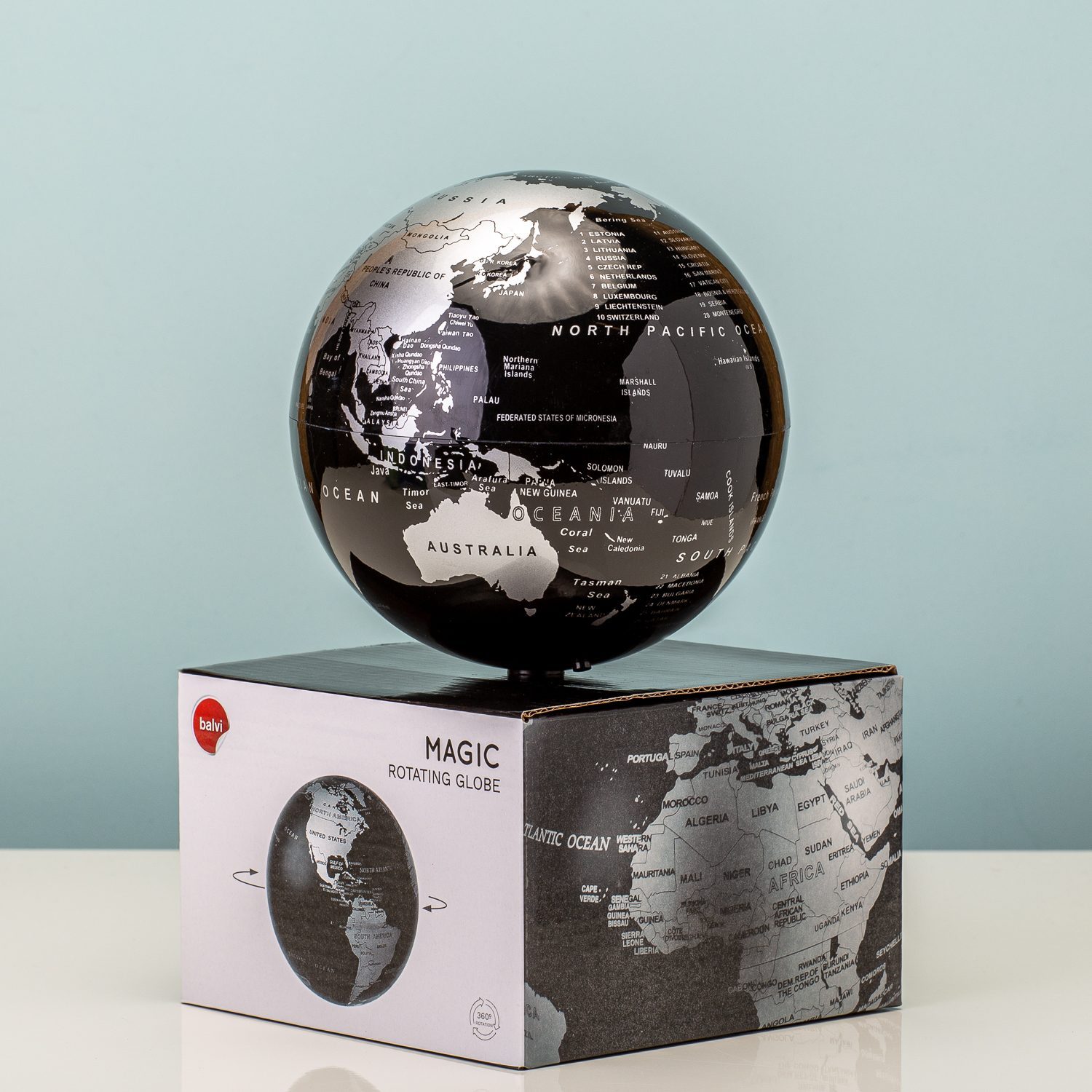 Balvi Magisch Draaiende Globe - Zwart