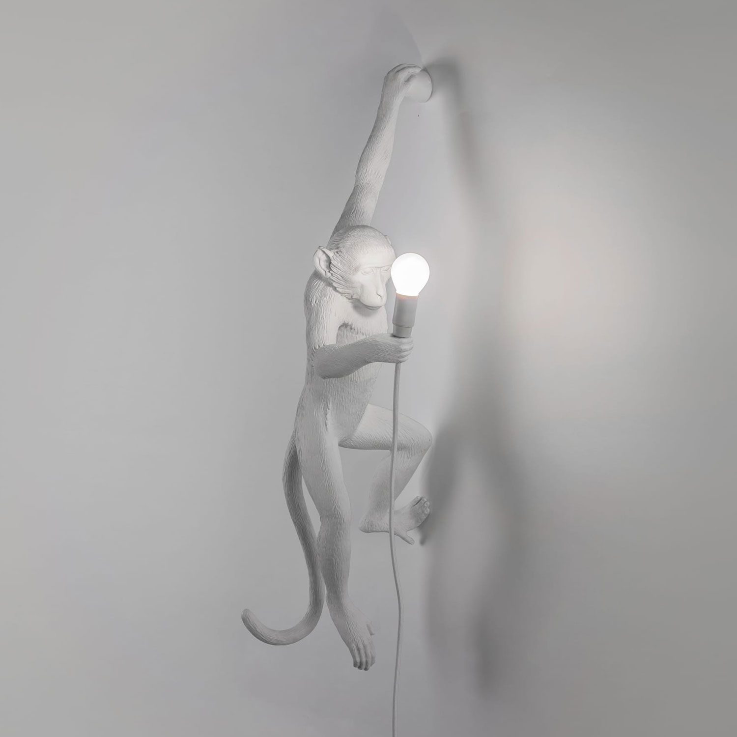 Seletti Monkey Lamp - Aan Muur Hangend Links - Wit - Voor Binnen En Buiten