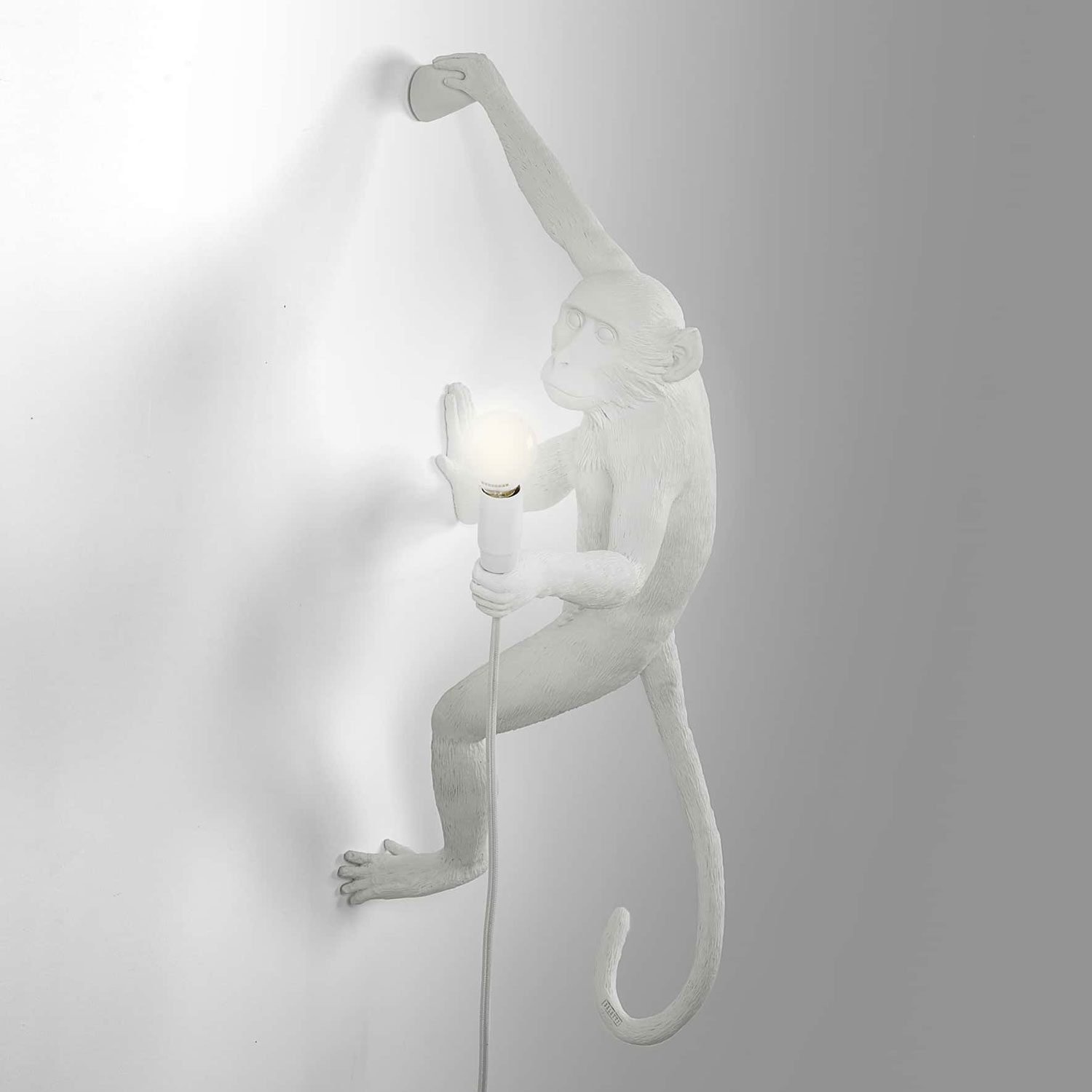 Seletti Monkey Lamp - Aan Muur Hangend Rechts - Wit - Voor Binnen En Buiten