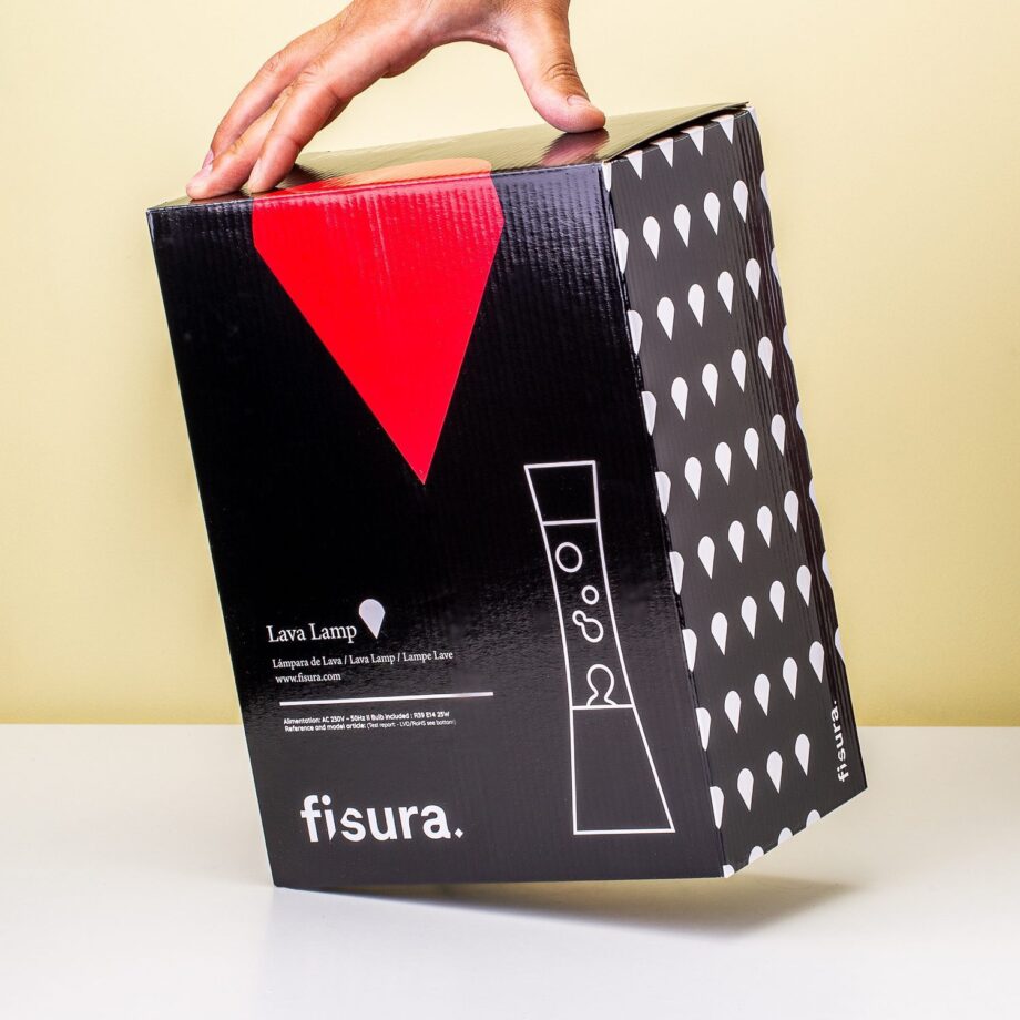 Lavalamp zilver met paarse vloeistof en rode lava