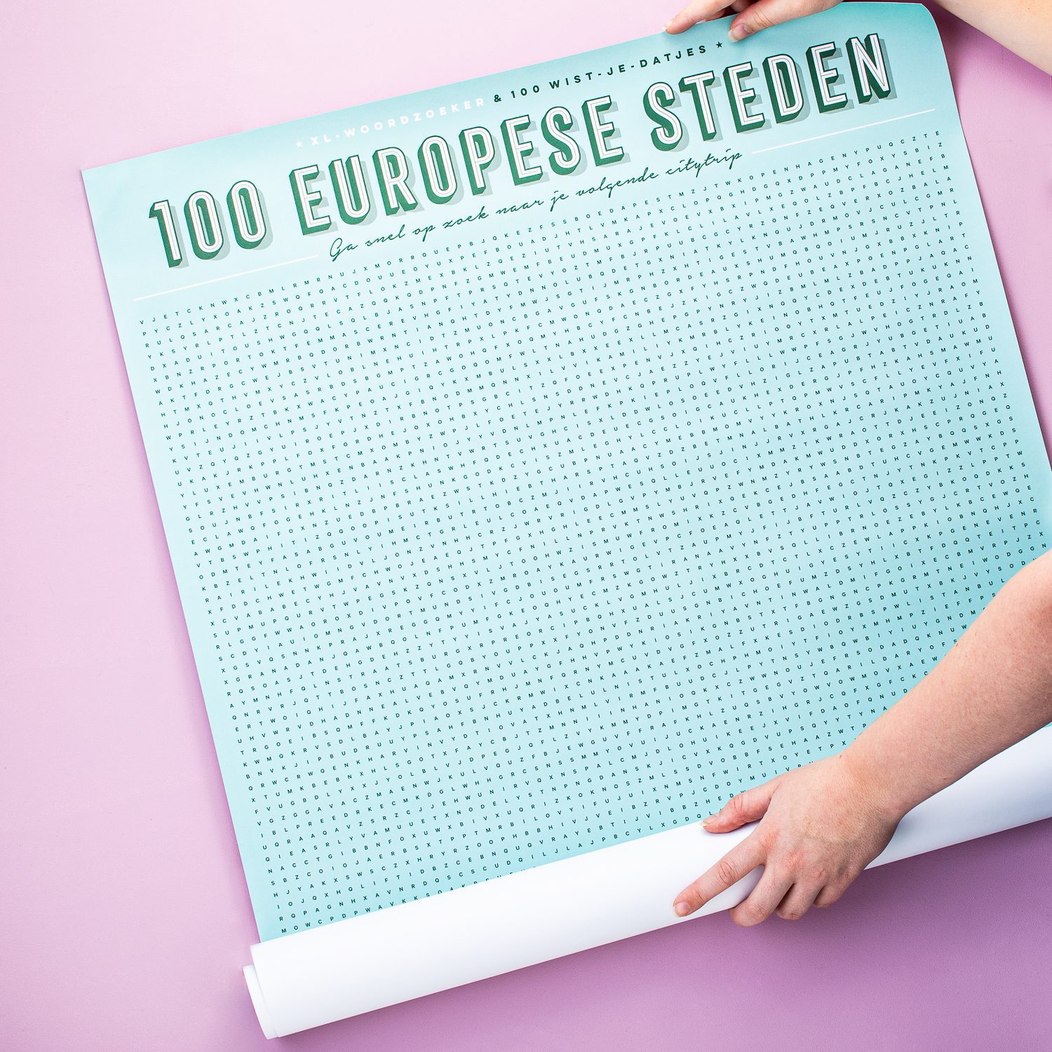 XL Spelposter - 100 Europese Steden Woordzoeker XL Spelposter - 100 Europese Steden Woordzoeker