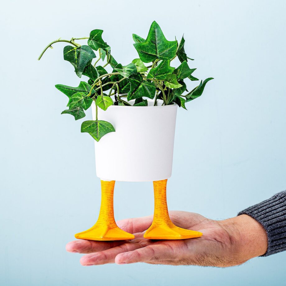 Bloempot met eendenpoten