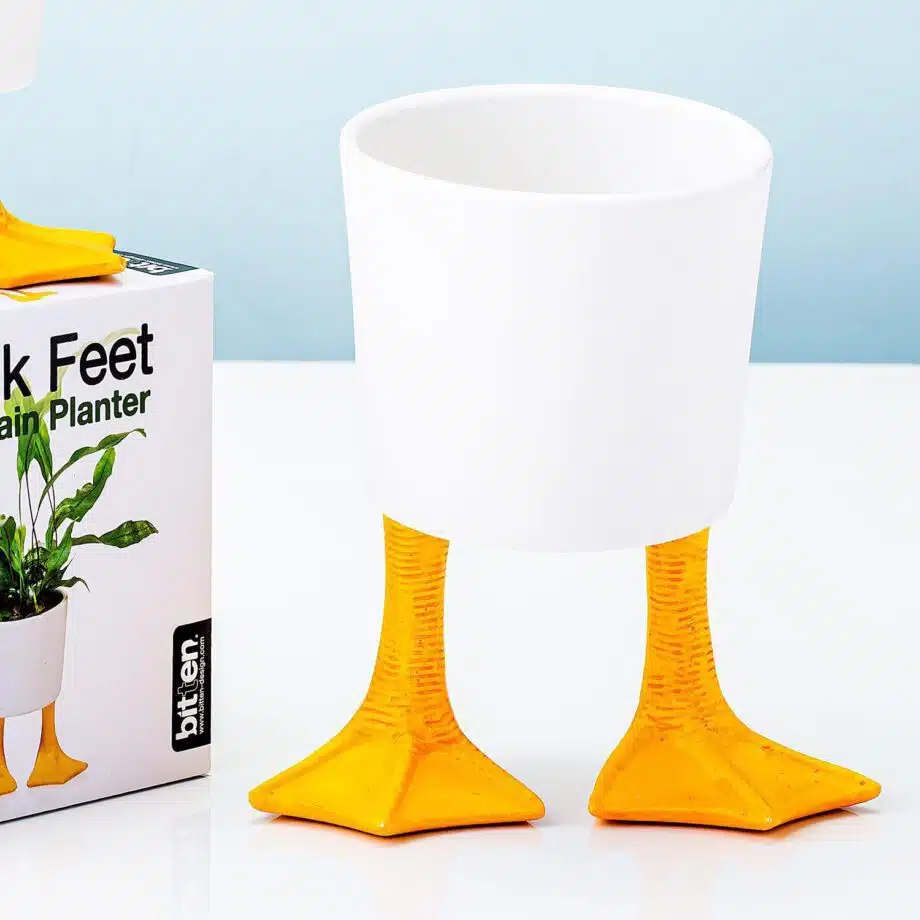Bloempot met eendenpoten