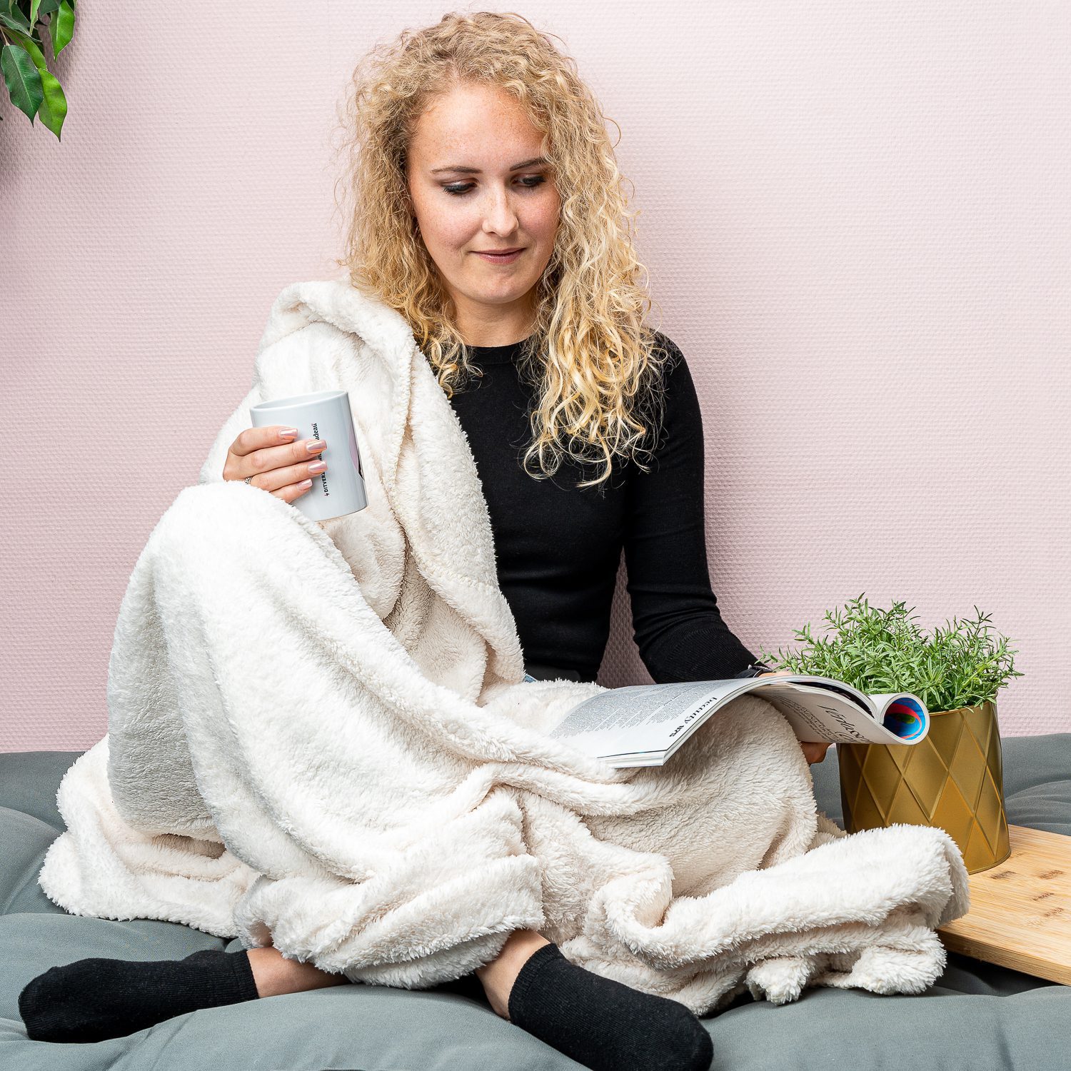 Snug Rug Sherpa Fleece Deken - Crème