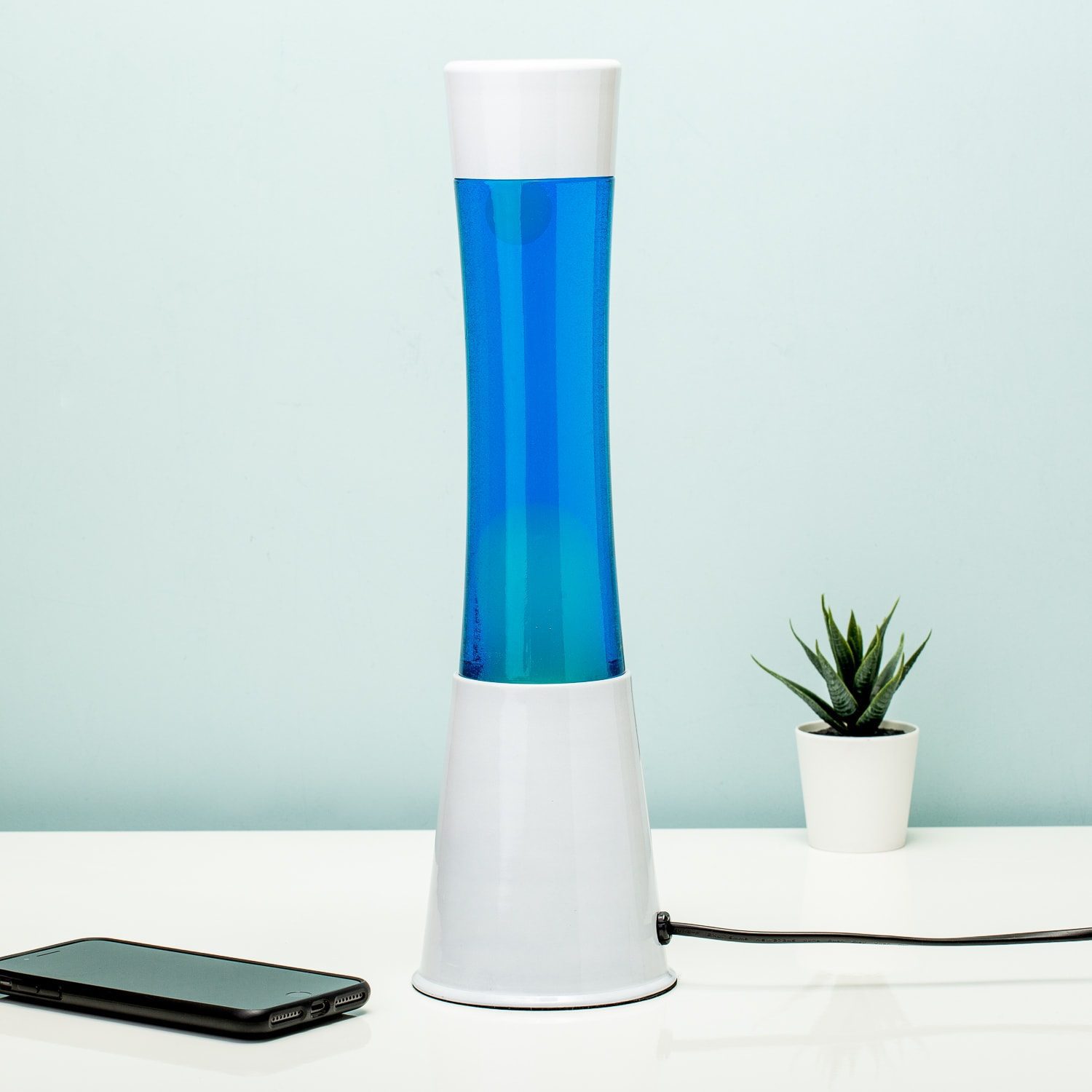 Lavalamp Wit Met Blauwe Vloeistof En Mint Lava