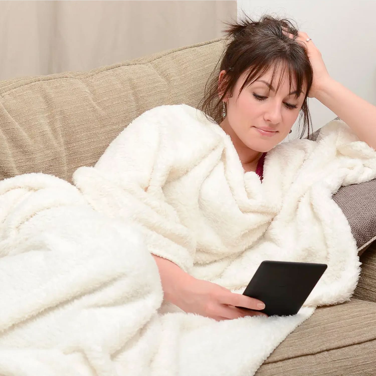 Snug Rug Sherpa Fleece Deken - Crème