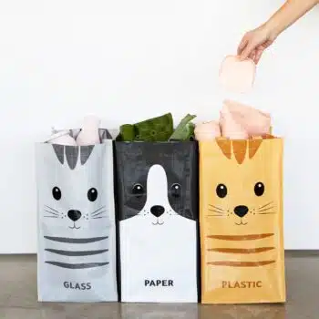Afval recycletassen met kat (set van 3)
