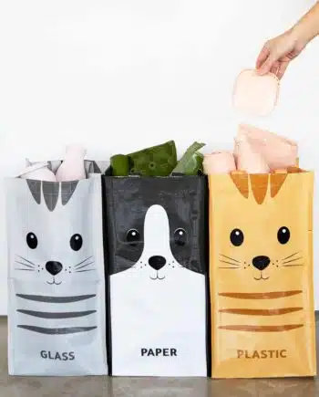 Afval recycletassen met kat (set van 3)