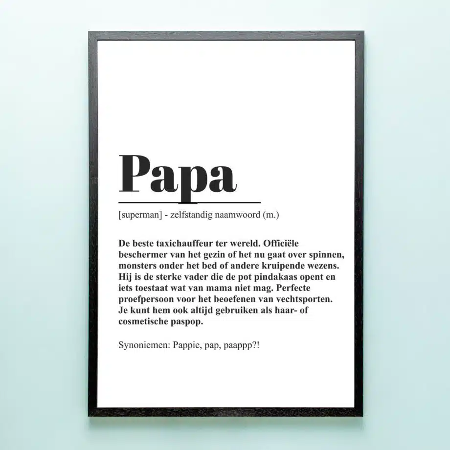 Gepersonaliseerde poster Woordenboek papa (A2 formaat)