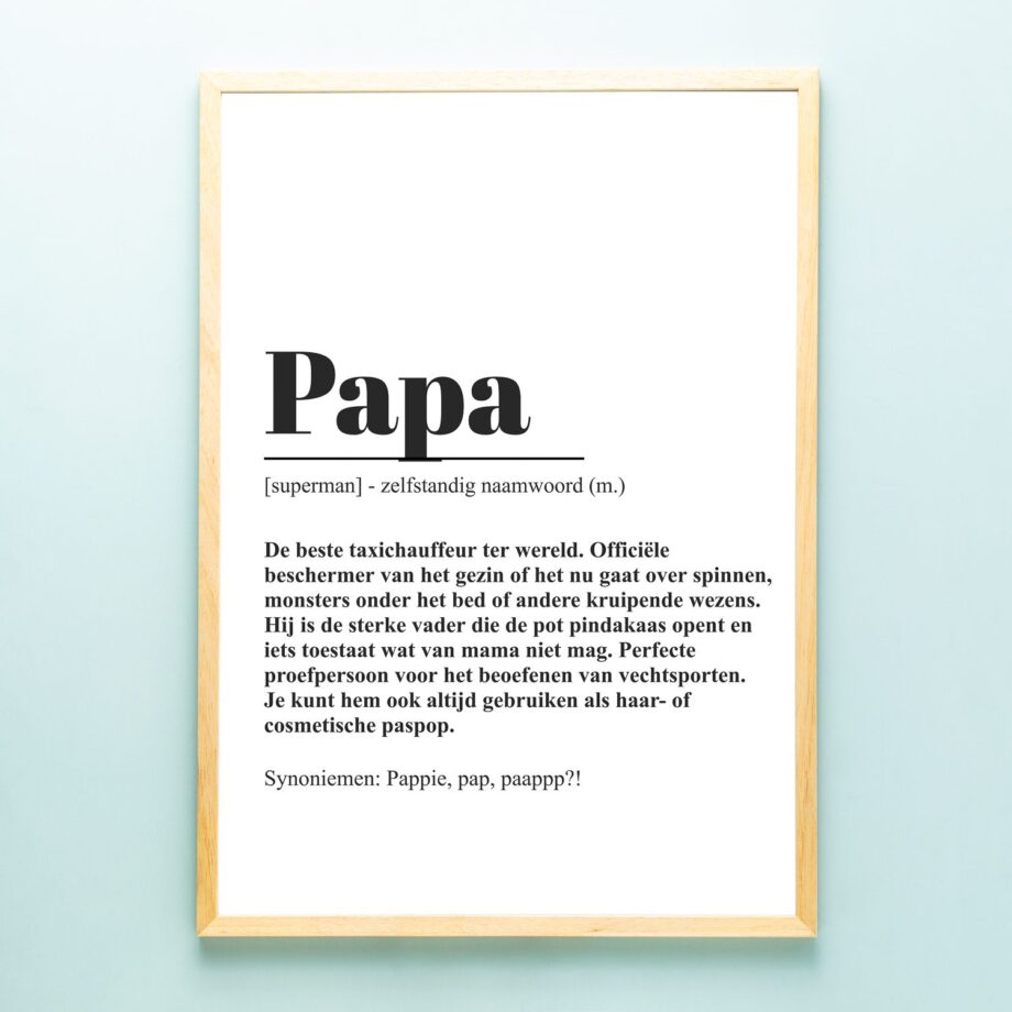 Gepersonaliseerde poster Woordenboek papa (A2 formaat)