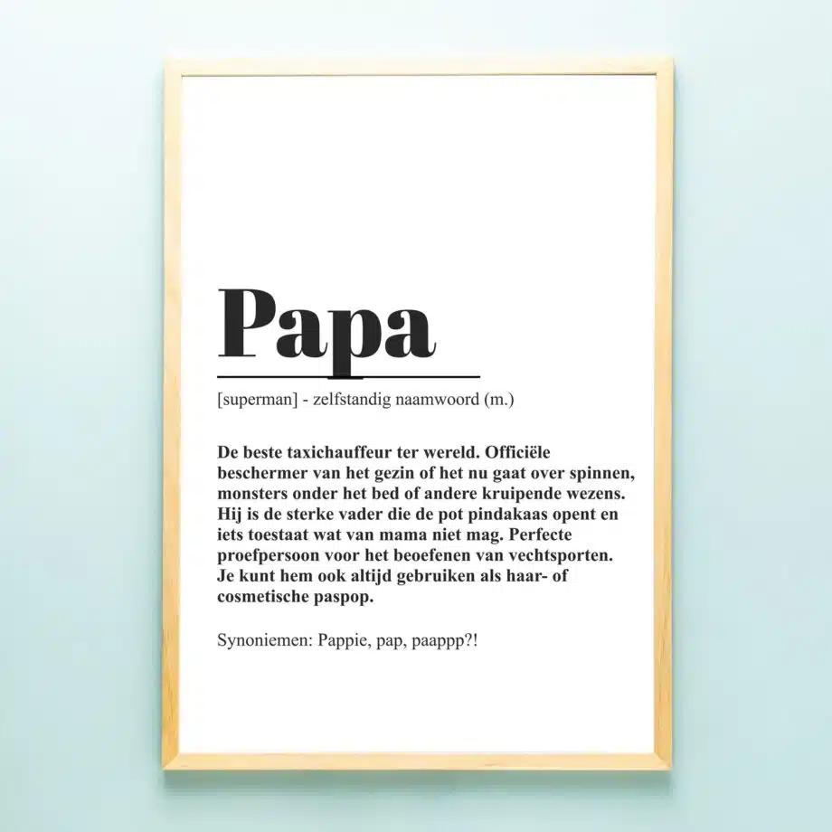 Gepersonaliseerde poster Woordenboek papa (A2 formaat)