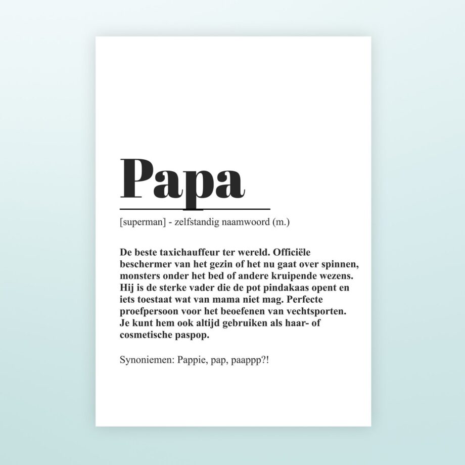 Gepersonaliseerde poster Woordenboek papa (A2 formaat)