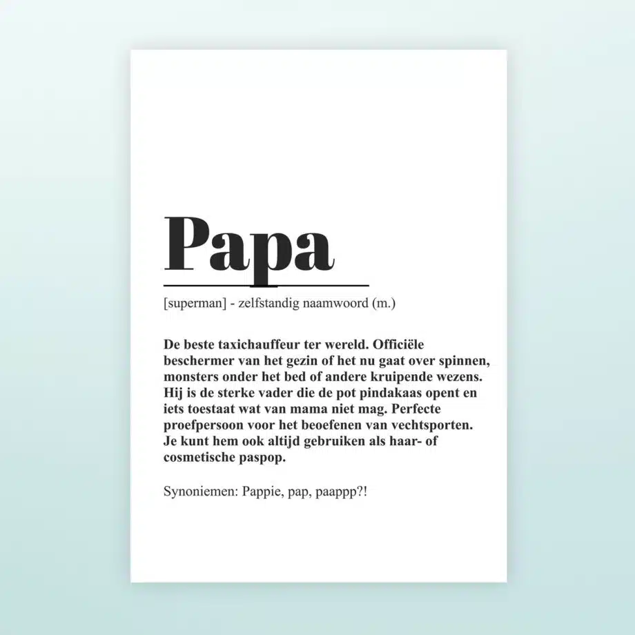 Gepersonaliseerde poster Woordenboek papa (A2 formaat)