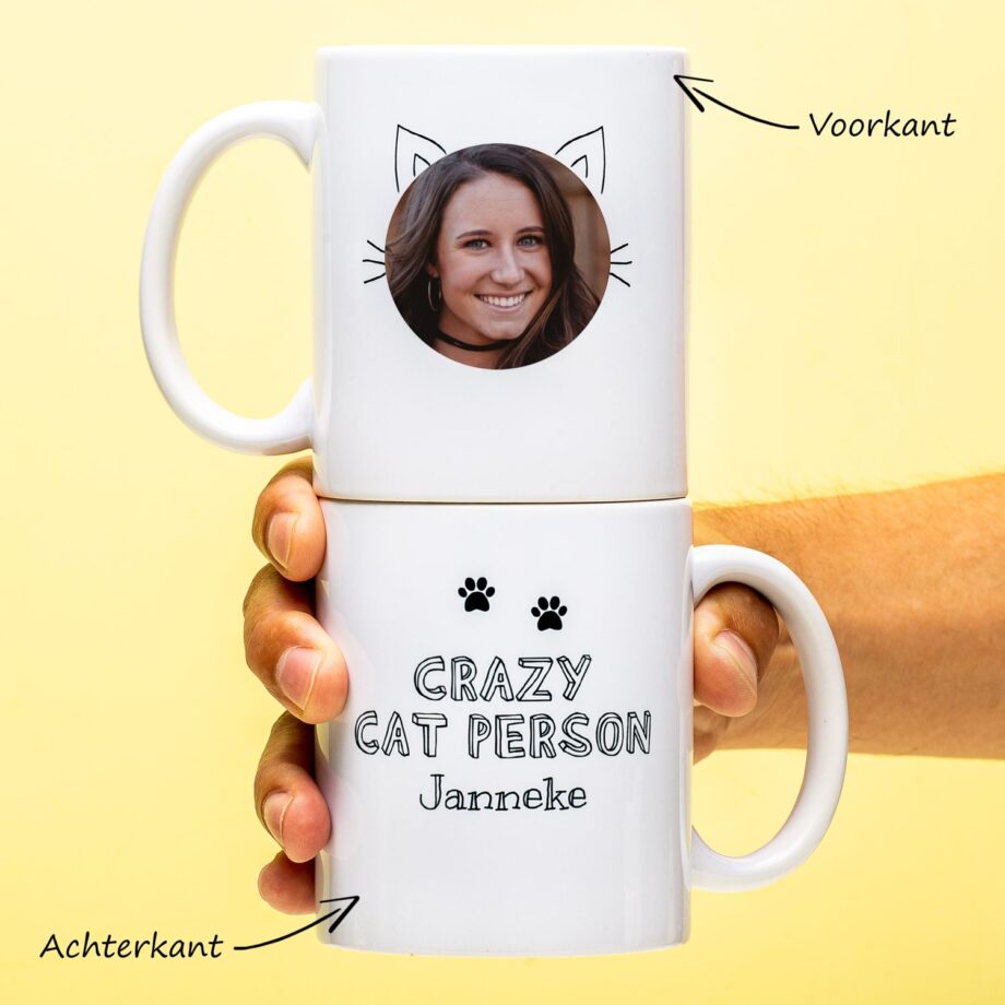 Gepersonaliseerde mok Crazy Cat Person