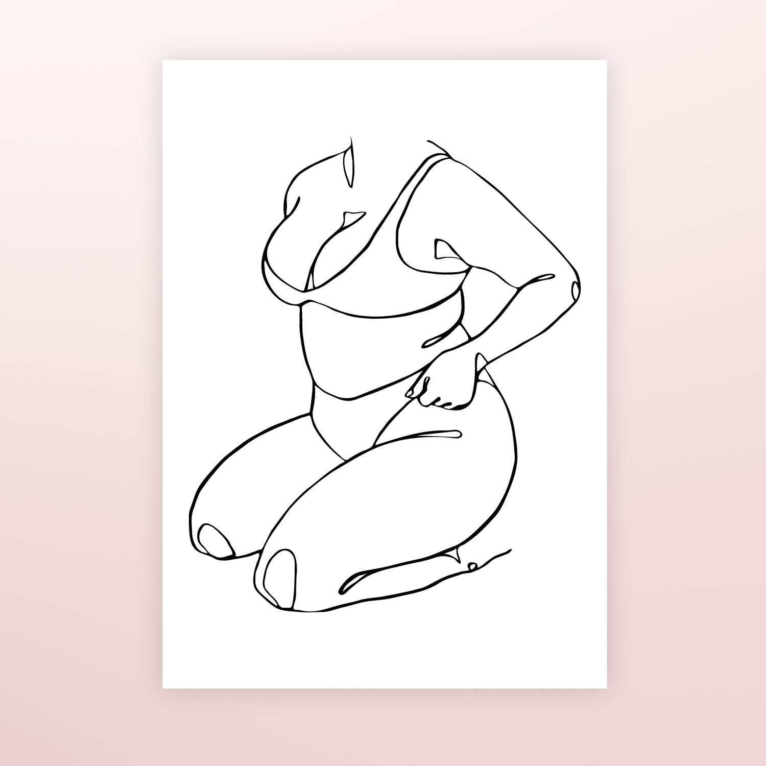 Poster Body Positive Lineart - Zittend Op Knieën (A2 Formaat) Poster Body Positive Lineart - Zittend Op Knieën (A2 Formaat)