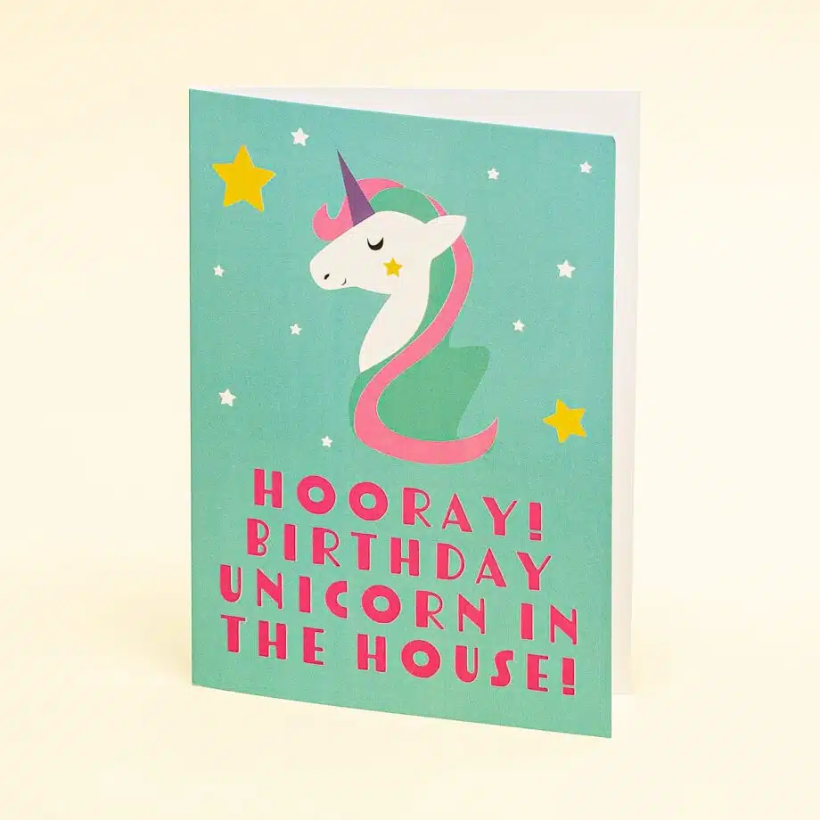 Wenskaart Birthday Unicorn