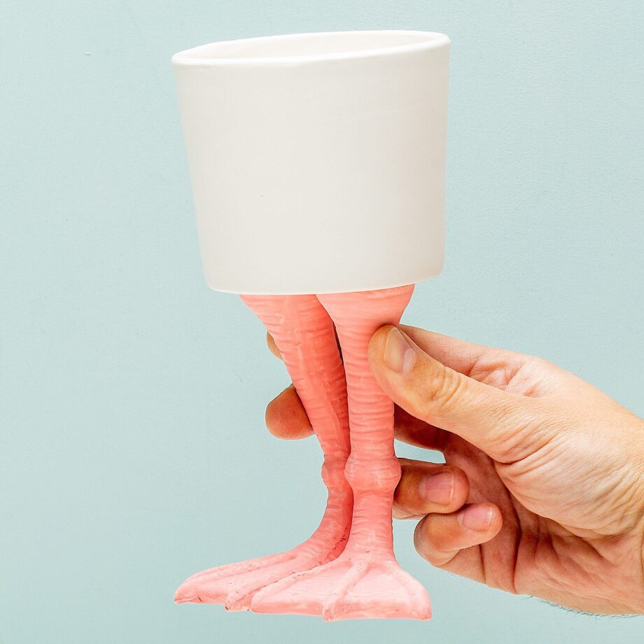 Bloempot met flamingopoten
