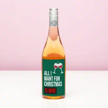 Kerst wijnfles All I want for Christmas is wine - Rosé (Blush Rosé)