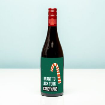 Kerst wijnfles I want to lick your candy cane - Rood (Merlot)